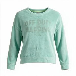 Justice Fleece Sleep Shirt Long Sleeve Teal Silver Girls XLP 16/18 Off Duty Nap